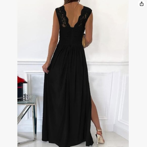 Dokotoo Formal Ruched Sexy Maxi Dress (Black, L) - Picture 2 of 4